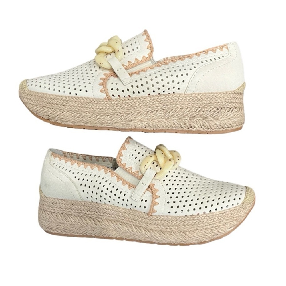 Dolce Vita Loafers Women's 9.5 Jhenee Perforated Leather Platform Espadrilles